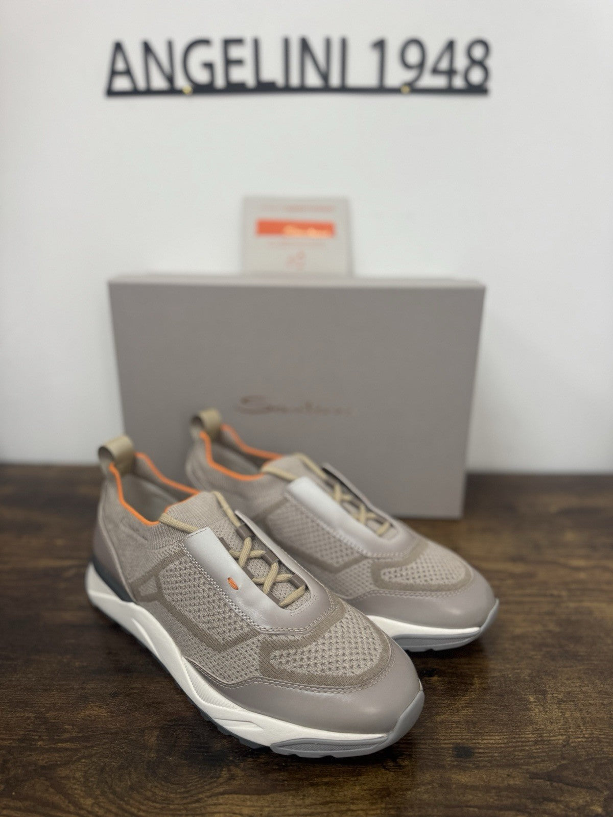 Santoni Innova Sneaker Beige Casual Luxury Santoni Scarpa Uomo 41.5
