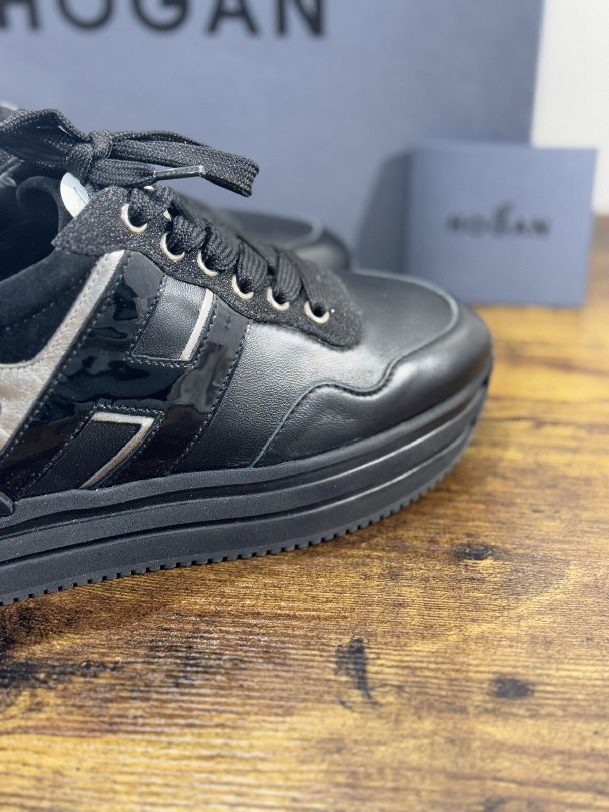 Hogan MIDI Platform sneaker Donna extra light Nero pelle 37