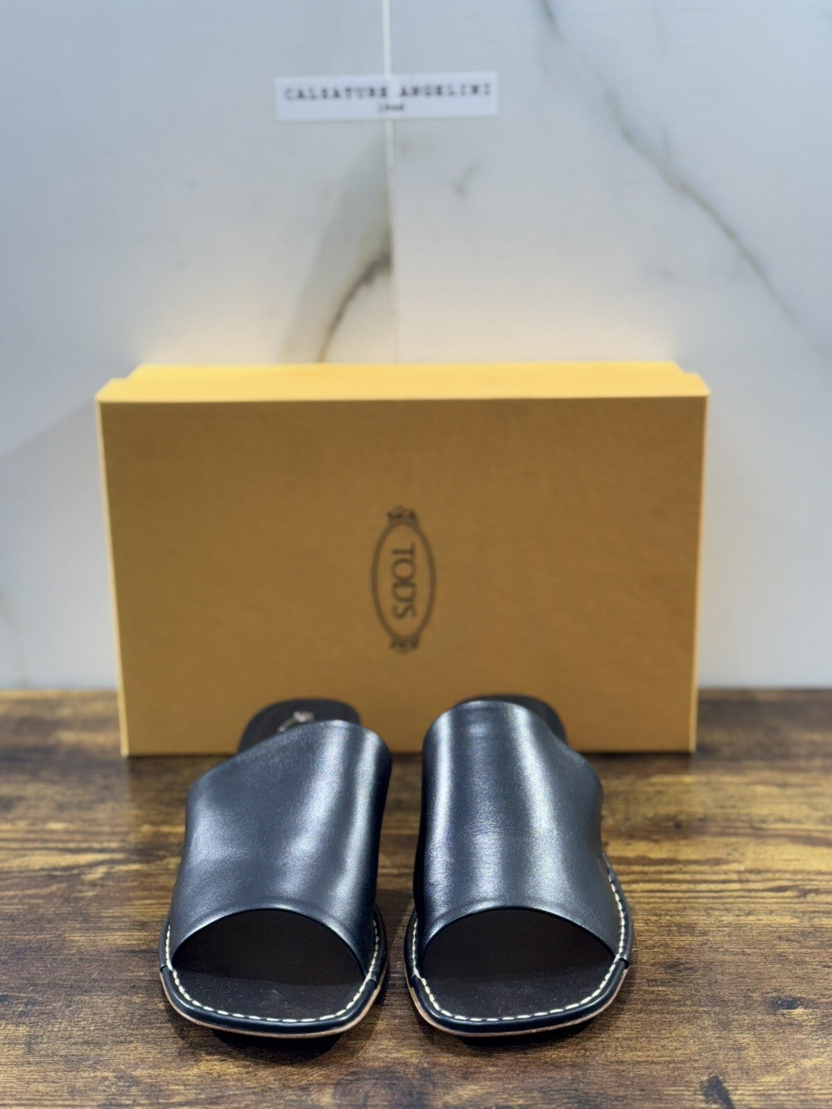 Tod’s Sandalo Donna Pelle Nero Ciabatta Luxury Tod’s Woman Shoe 39