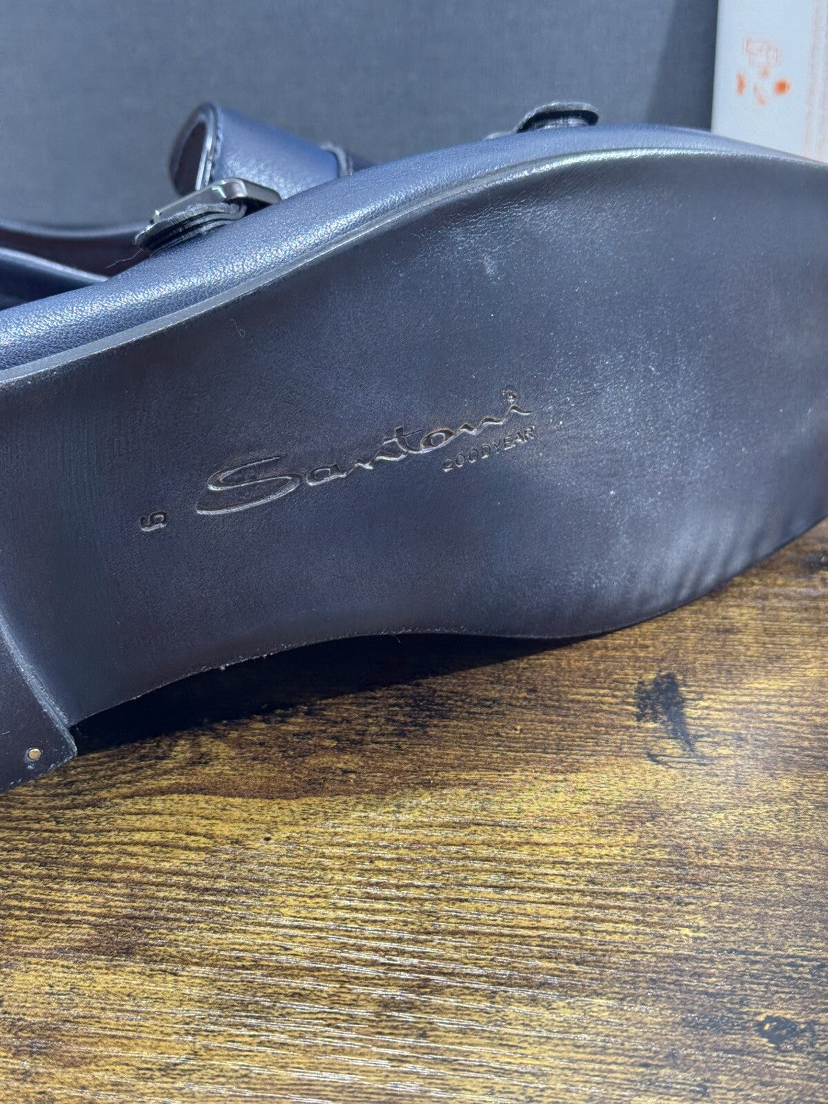 Santoni Scarpa Uomo Limited Edition Alligatore Double Buckle Goodyear Blu 43
