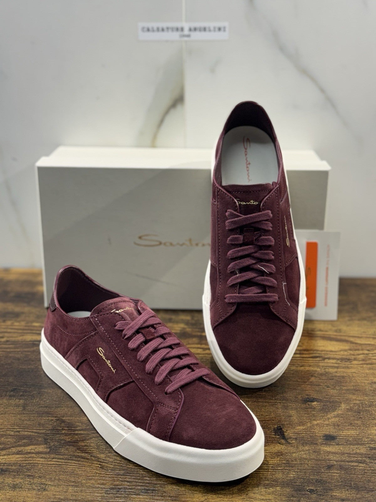 Santoni Sneaker Suede Bordo’ DBS Luxury Men Santoni Shoes Icon Uomo 43