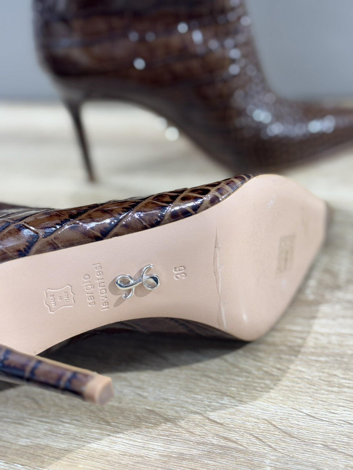 Sergio Levantesi Stivale Donna Denise Pelle Marrone Luxury Boot 36
