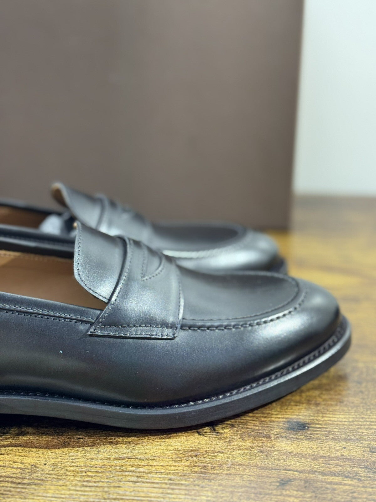 Brugnoli Mocassino Uomo Pelle Nera Lavorazione Blake Made In Italy 40