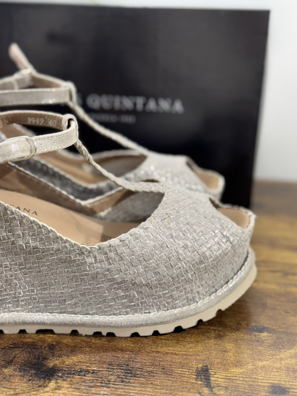 Pons Quintana Sandalo Donna Pelle Sasso Handmade Zeppa 40