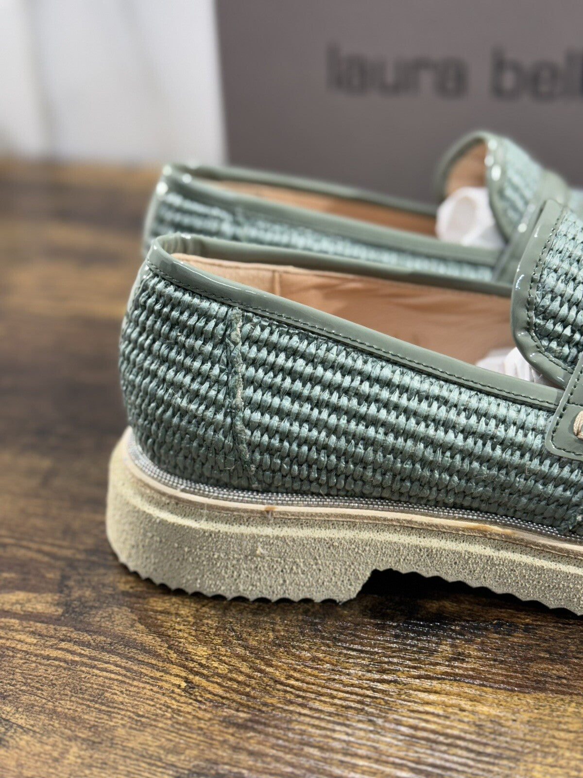 Laura Bellariva Mocassino Donna Verde Pelle E Raffia Extra light 39