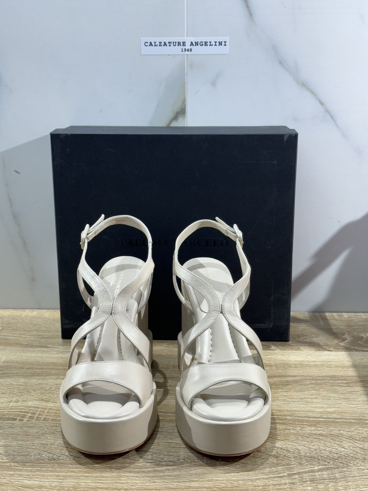 Paloma BARCELO’ Sandalo Donna Zeppa Eider In Pelle Avori Luxury Woman Sandal 40