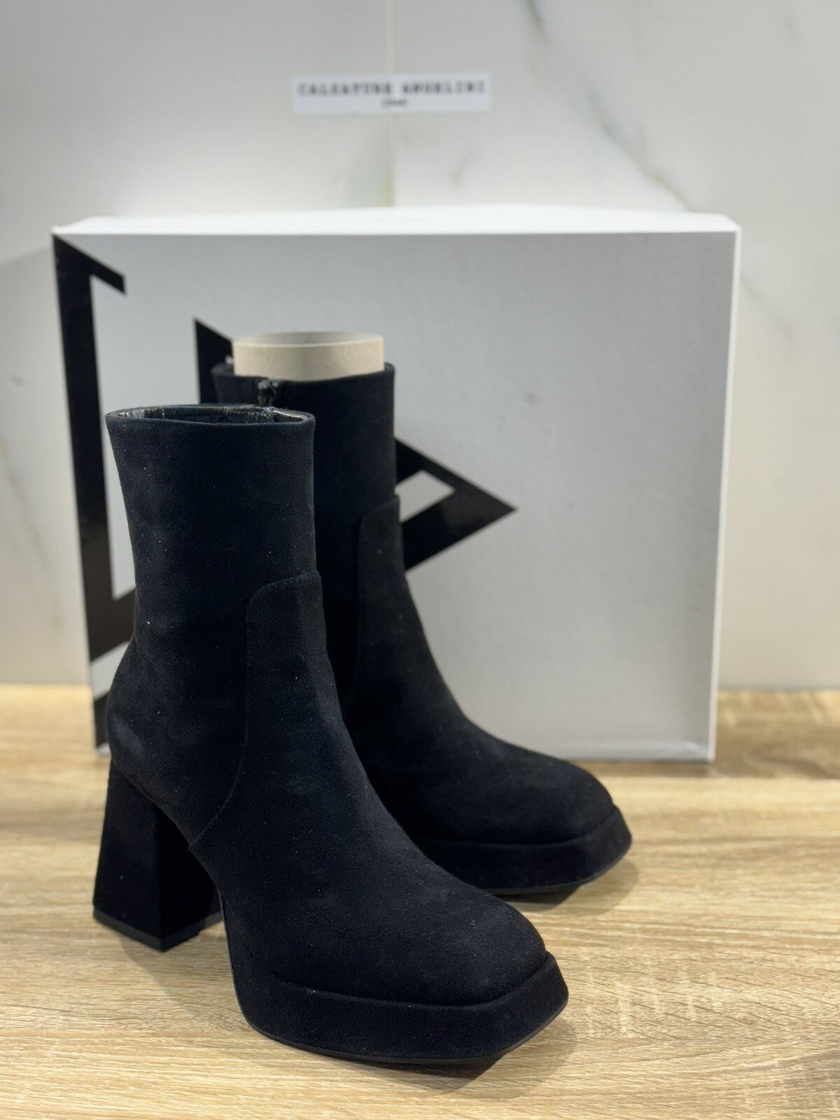 Giampaolo Viozzi Tronchetto Donna Nadael Suede Nero Con Tacco 36