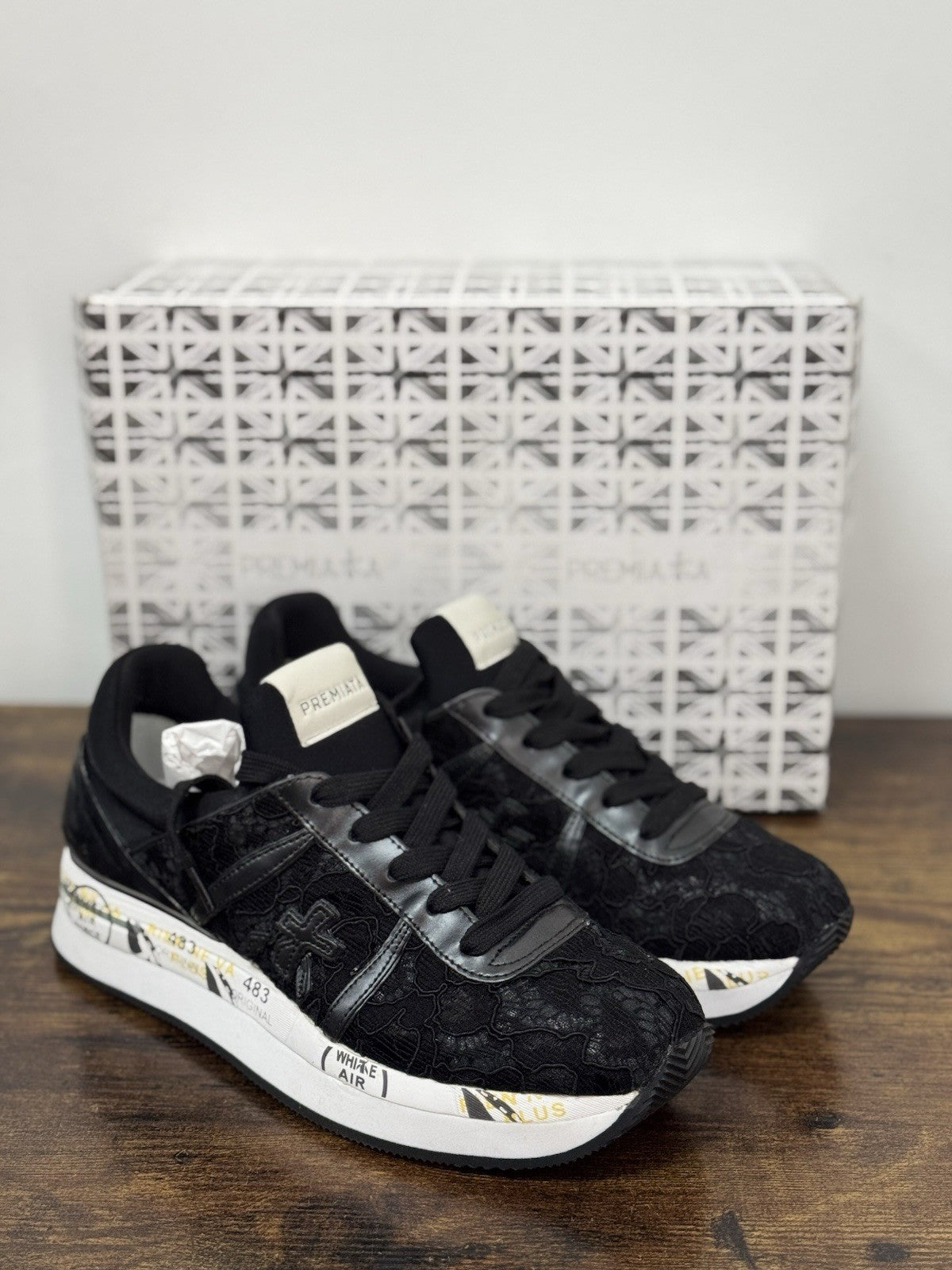 Premiata Sneaker Liz Nero Tessuto E Pelle Casual Premiata Scarpa Donna 36