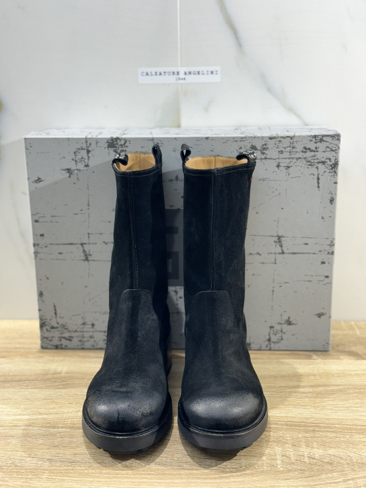 Gio + Stivale Donna Suede Nero Con Tacco Casual Boot 40