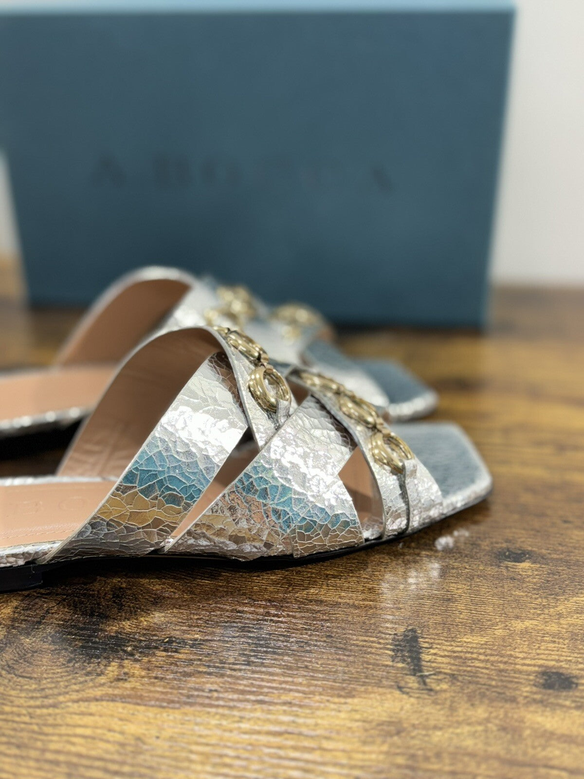 A.Bocca Sandalo Donna Mules Pelle Argento Luxury Woman Sandal A.Bocca 37