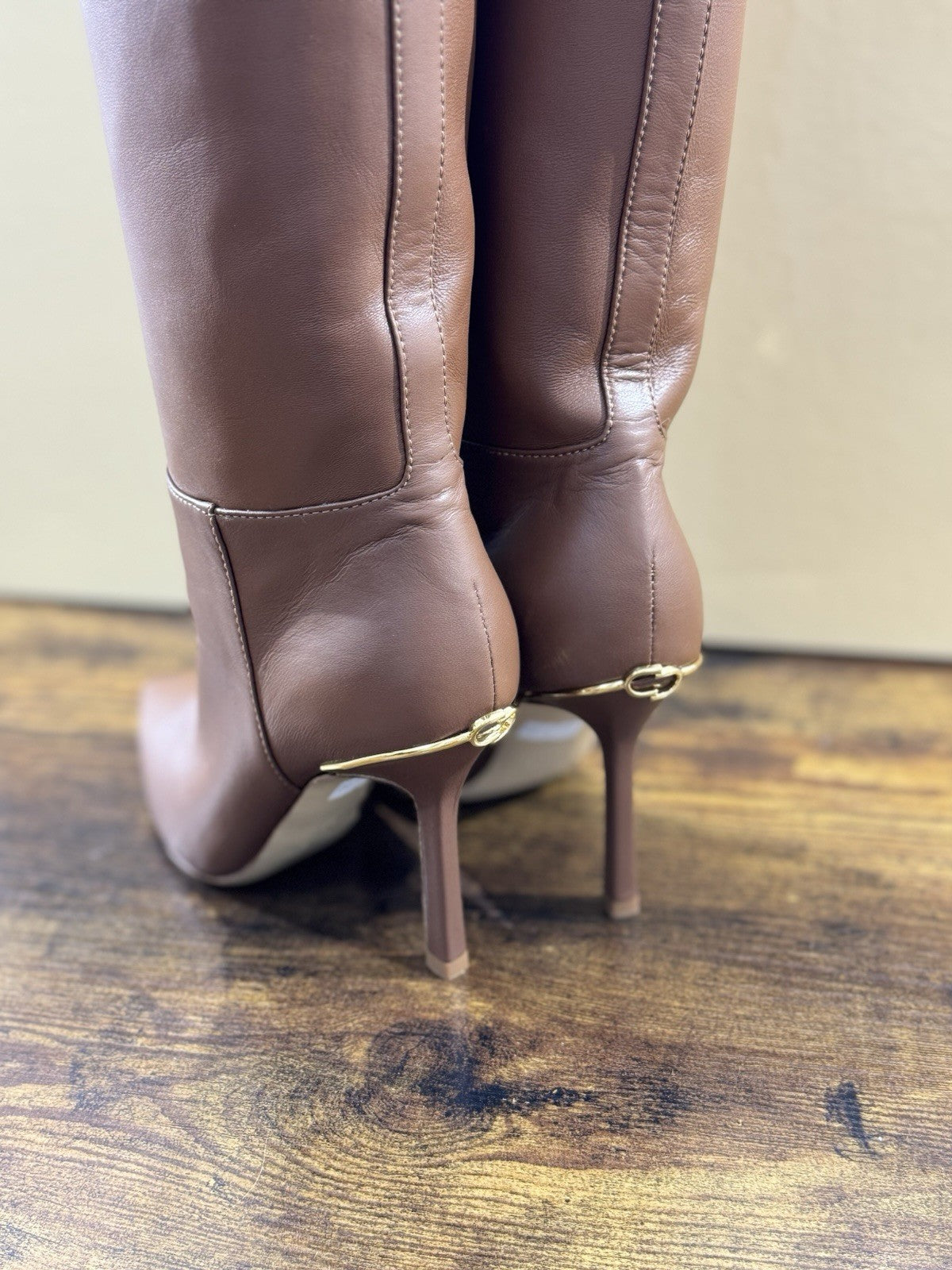 Ninalilou Stivale Donna Pelle Castagno Con Tacco Luxury Boot 37