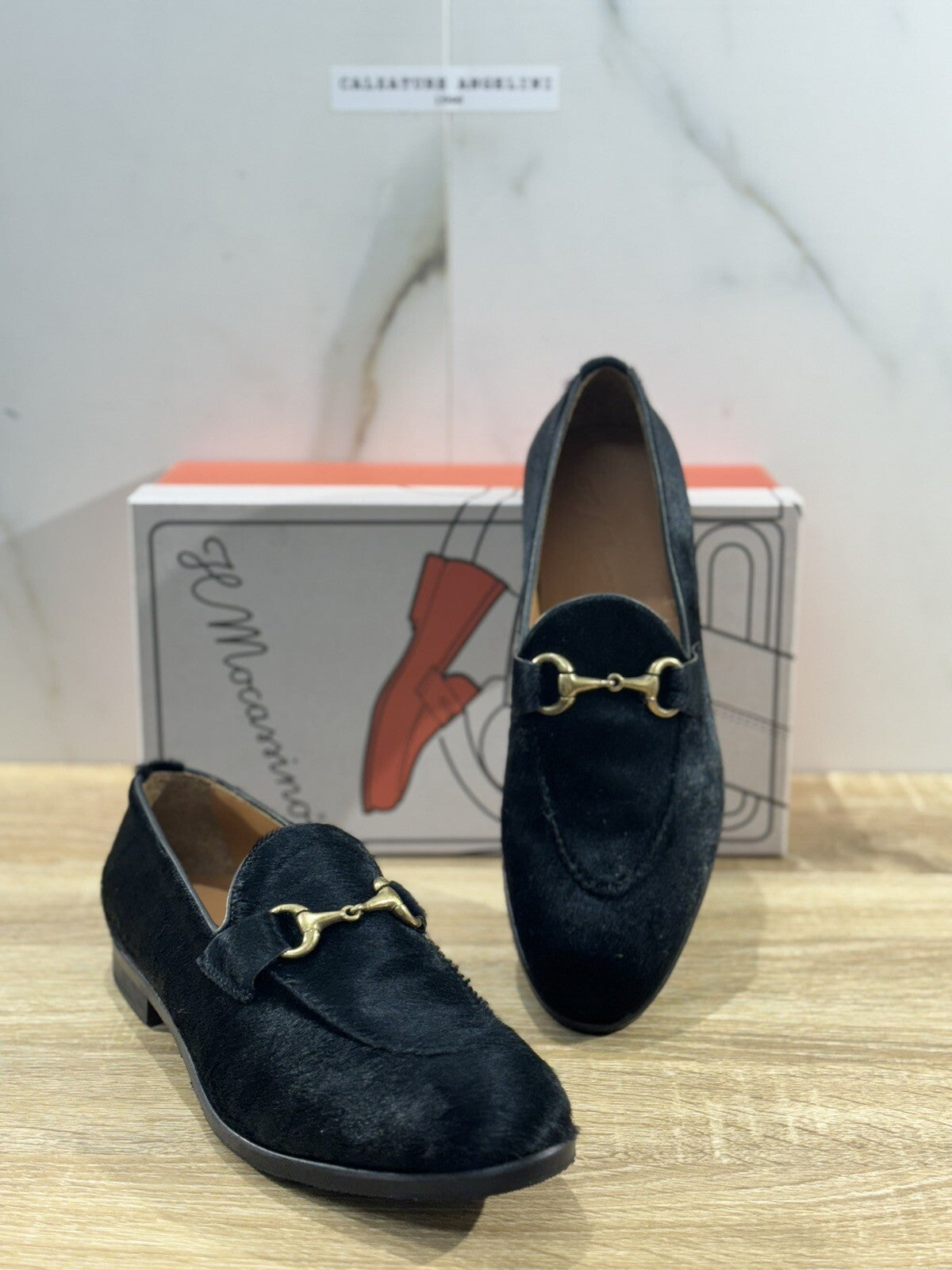 Il Mocassino Scarpa Uomo Cavallino Nero Fondo Vibram Handmade In Italy 42