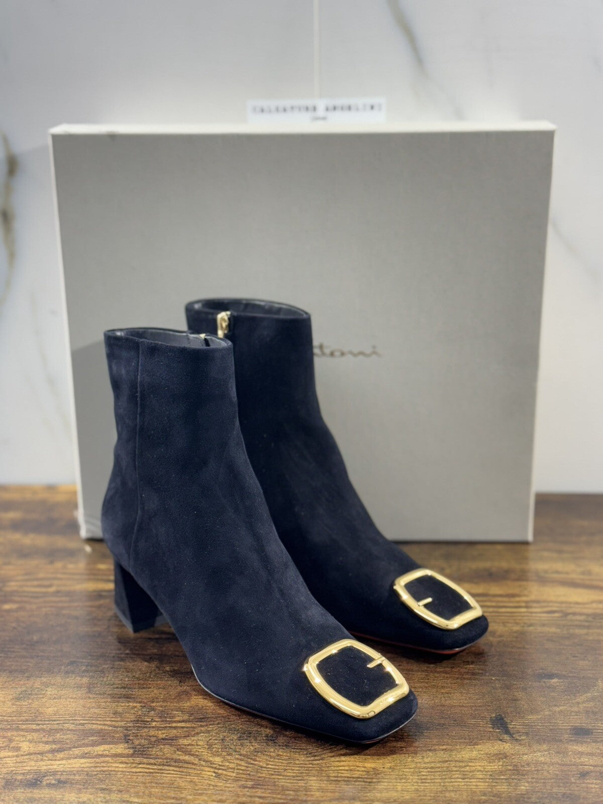 Santoni Stivaletto Donna Pelle Suede Nero Casual Luxury Boot Woman Santoni 37