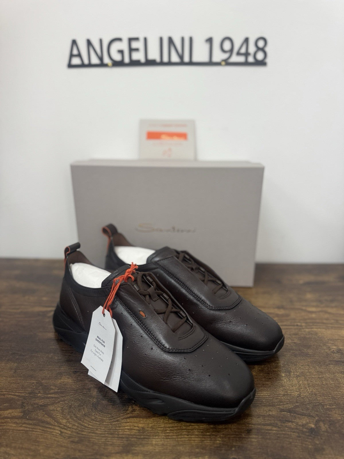 Santoni Innova Sneaker Pelle Marrone Fur Casual Luxury Santoni Scarpa Uomo 45