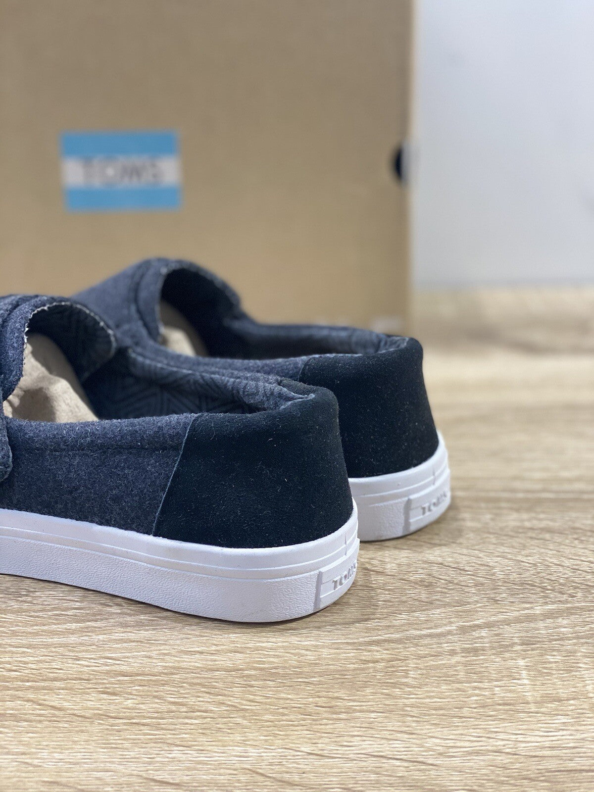 Toms Scarpa Donna Altair Black Felt Suede Casual Shoes Toms Woman 38.5