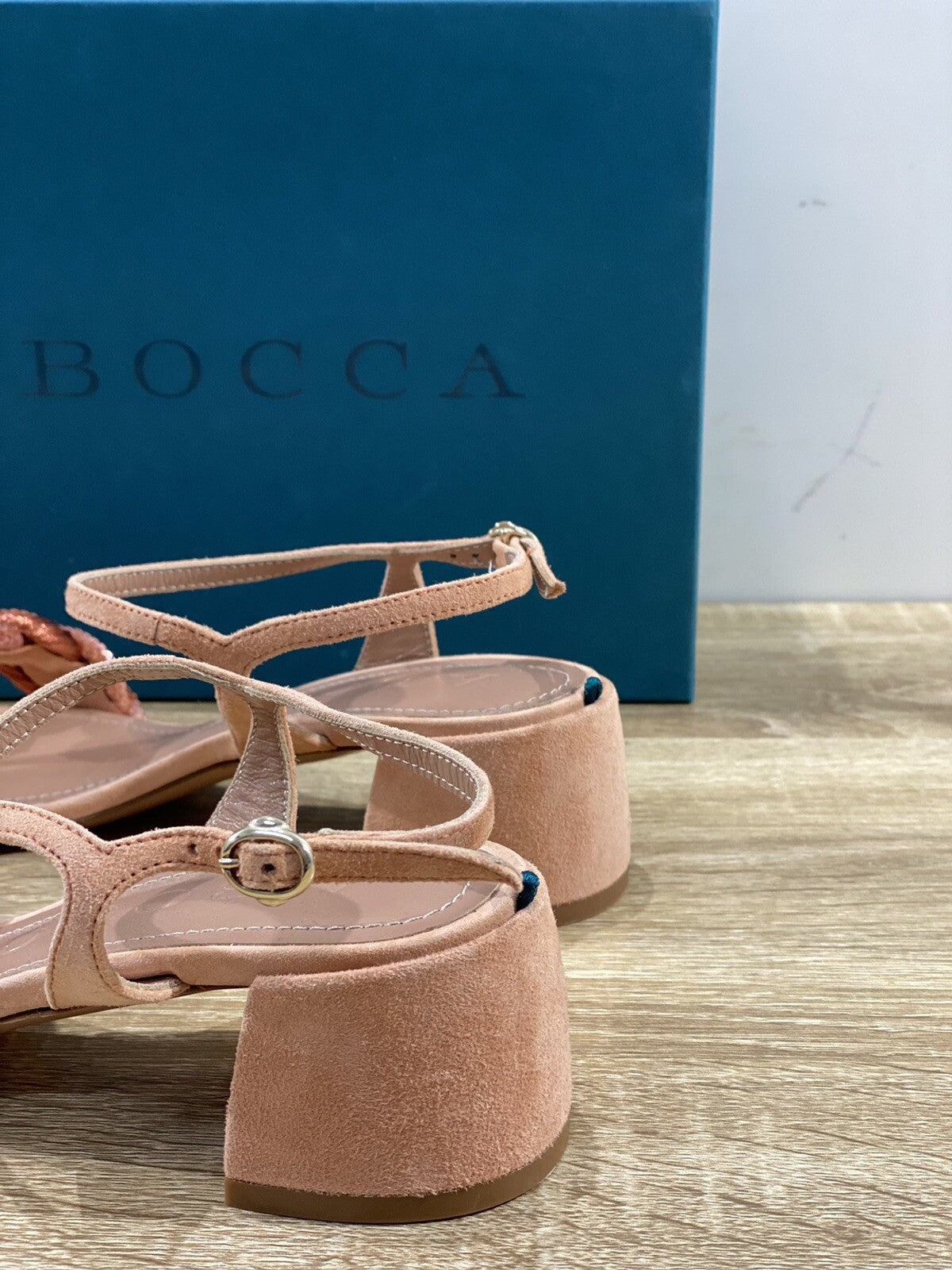 A.Bocca Sandalo Donna AB2111A In Suede Salmone Luxury Woman Sandal 37