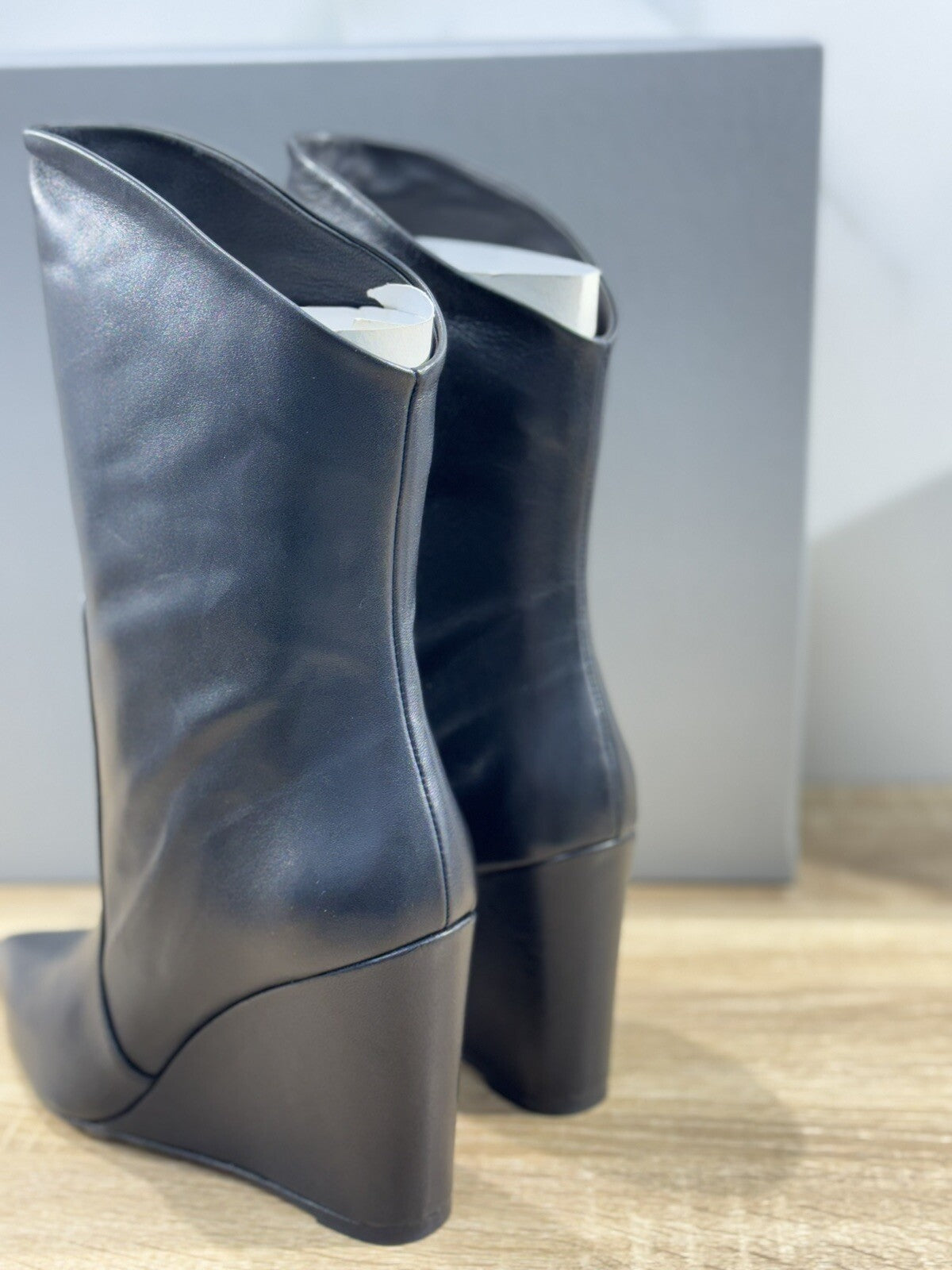 The Seller Stivaletto Donna Pelle Nero Zeppa Handmade 39