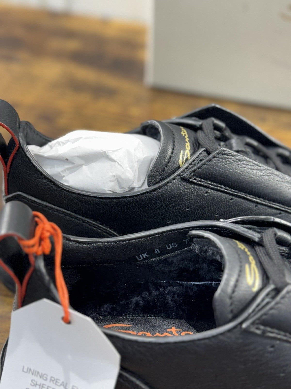 Santoni Sneaker Pelle Nera Pelliccia Luxury Men Santoni Shoes Icon Uomo 40