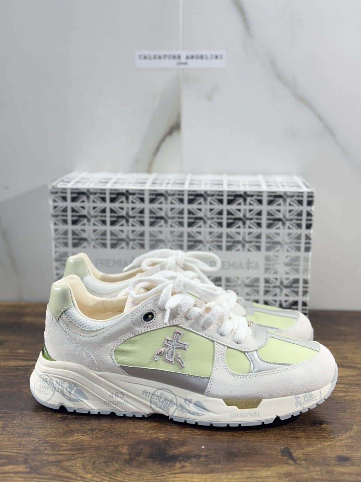 Premiata Mase Sneaker Uomo Pelle Bianco Lime Casual Sneaker Premiata Uomo 40
