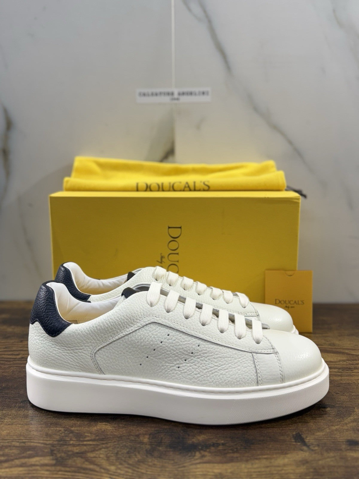 Doucal’s Sneaker Uomo Memory Foam Bianca PelleLuxury Men Doucal’s Extra Light 40