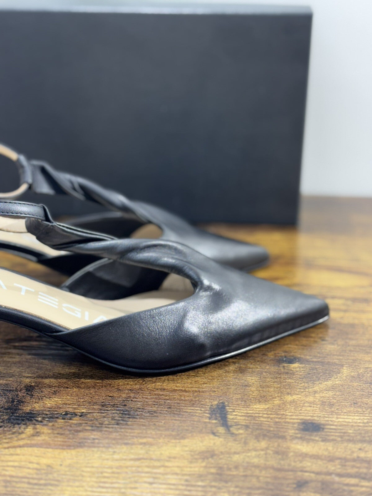 Strategia Scarpa Donna Pelle Nero Luxury Woman Shoes Strategia 40