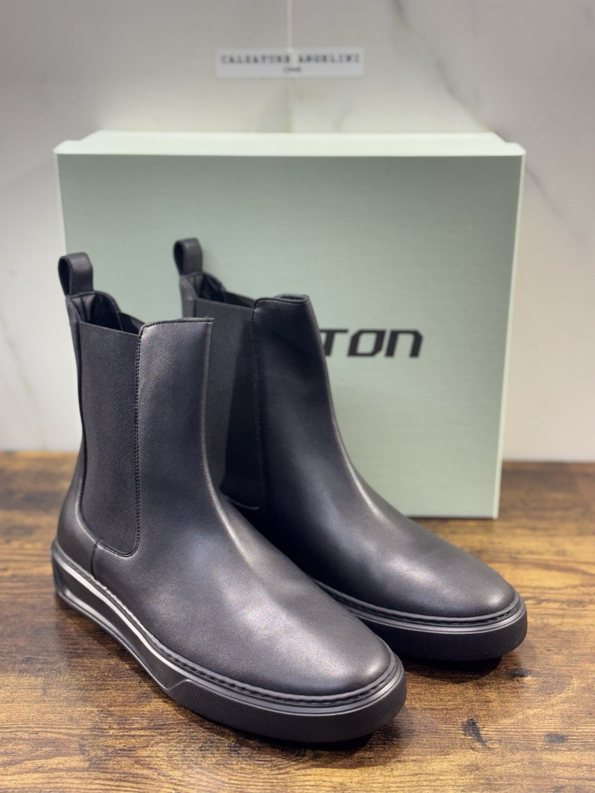 Stokton Chelsea Boot Extra Light Pelle Nero 100% Made In Italy Uomo 42