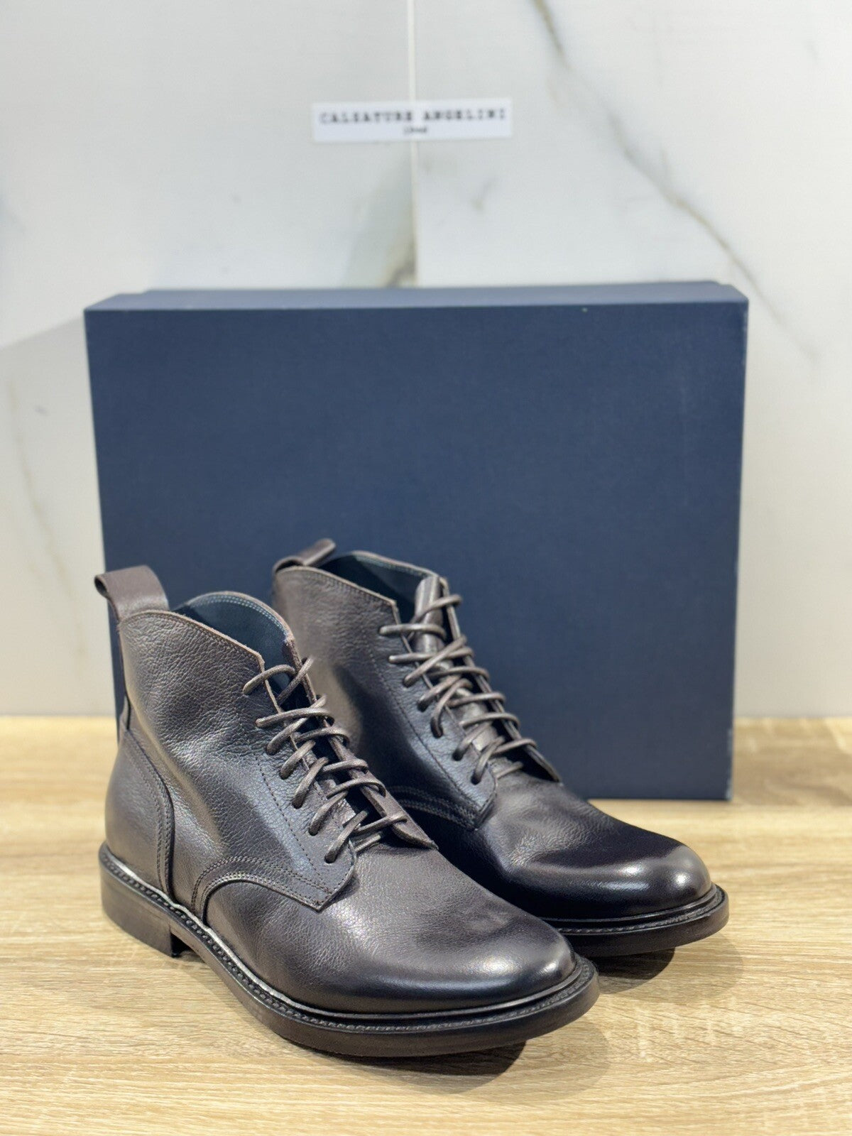 Seboy’s Polacchino Uomo Pelle Testa Moro Fondo Cuoio Gomma Made In Italy 43
