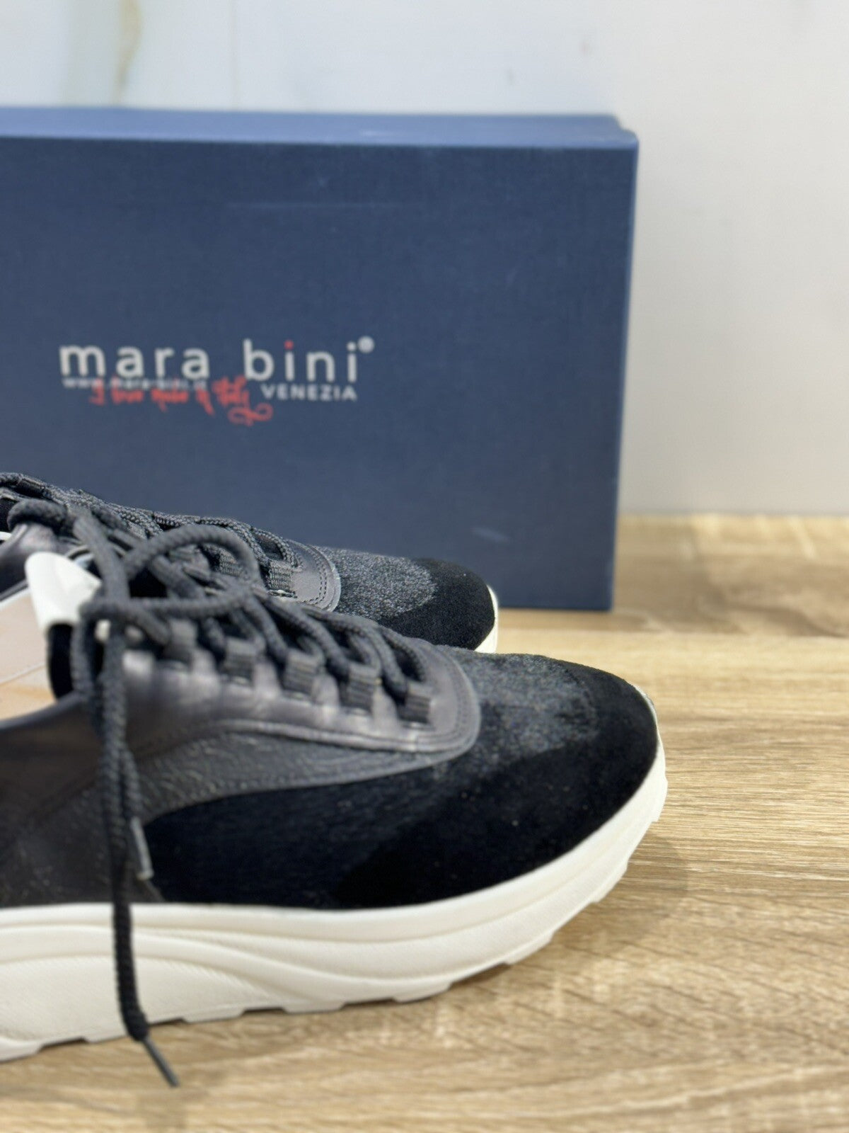 Mara Bini Sneaker Donna Pelle Nera Extra Light Handmade 36