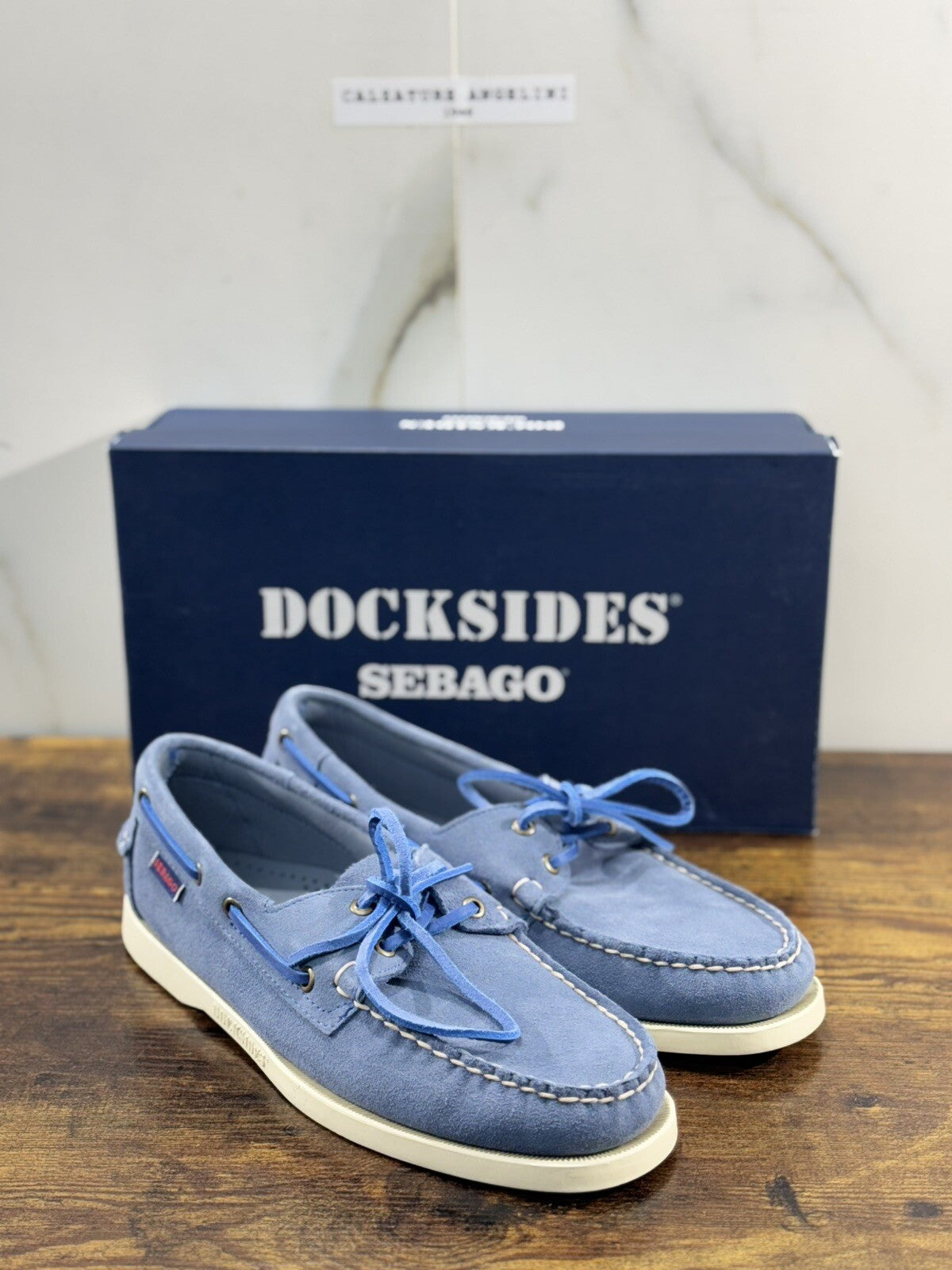 Sebago Docksides Portland Suede Indigo Scarpa Da Barca Uomo Sebago 41.5