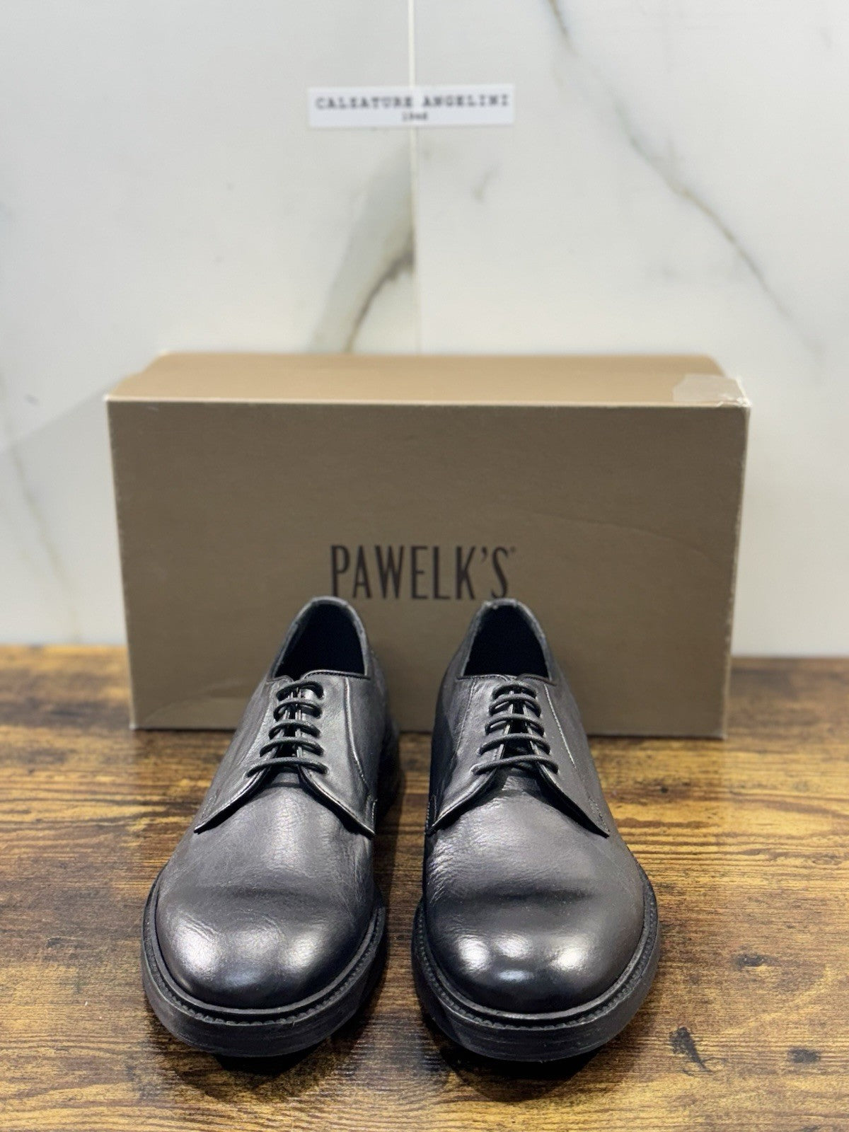 Pawelk’s Derby Uomo Pelle Nero Hand Made Made In Italy Derby 40