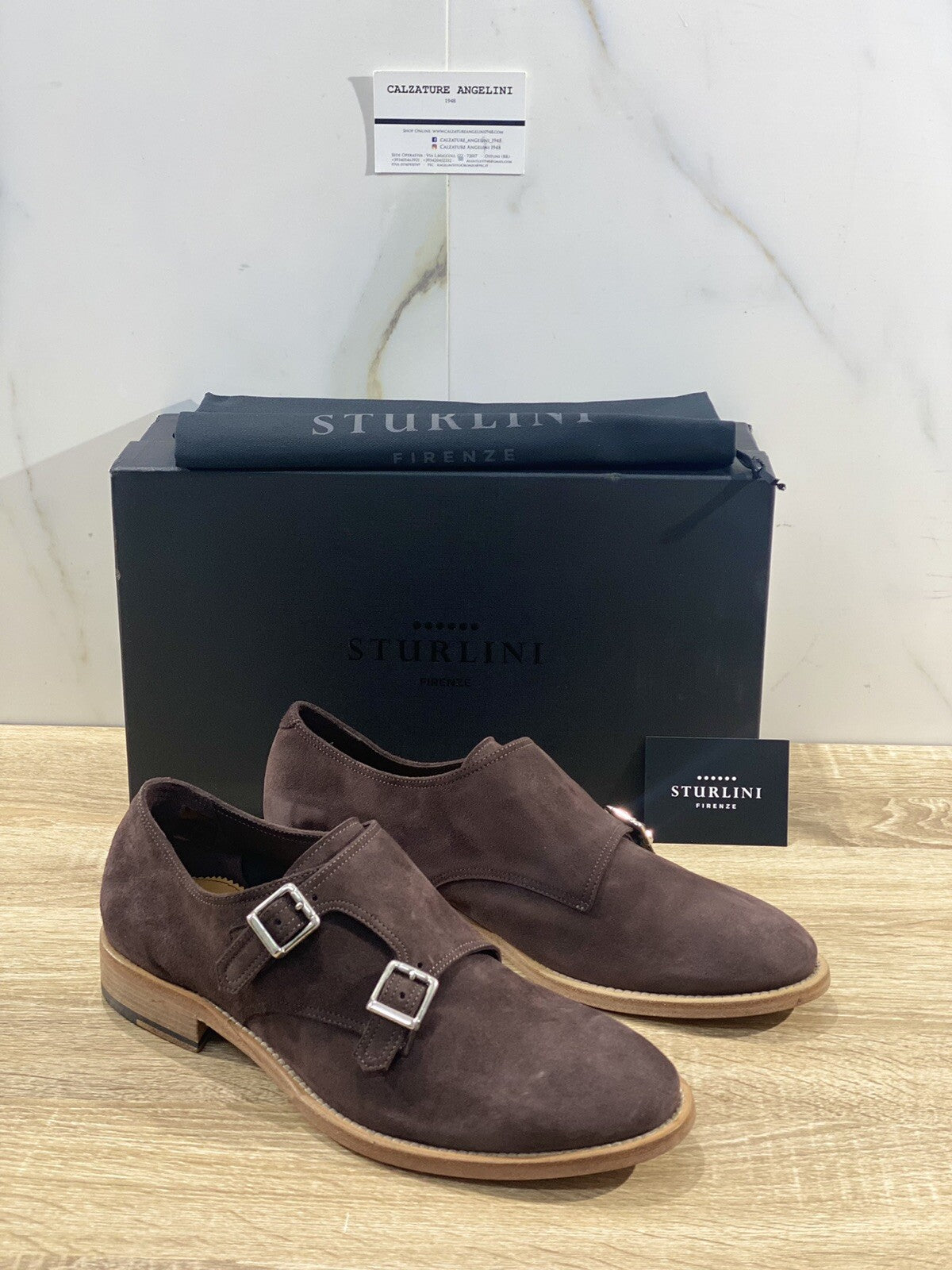 Sturlini Firenze Doppia Fibbia uomo 25001 Suede Cashmere Moka handamde 42