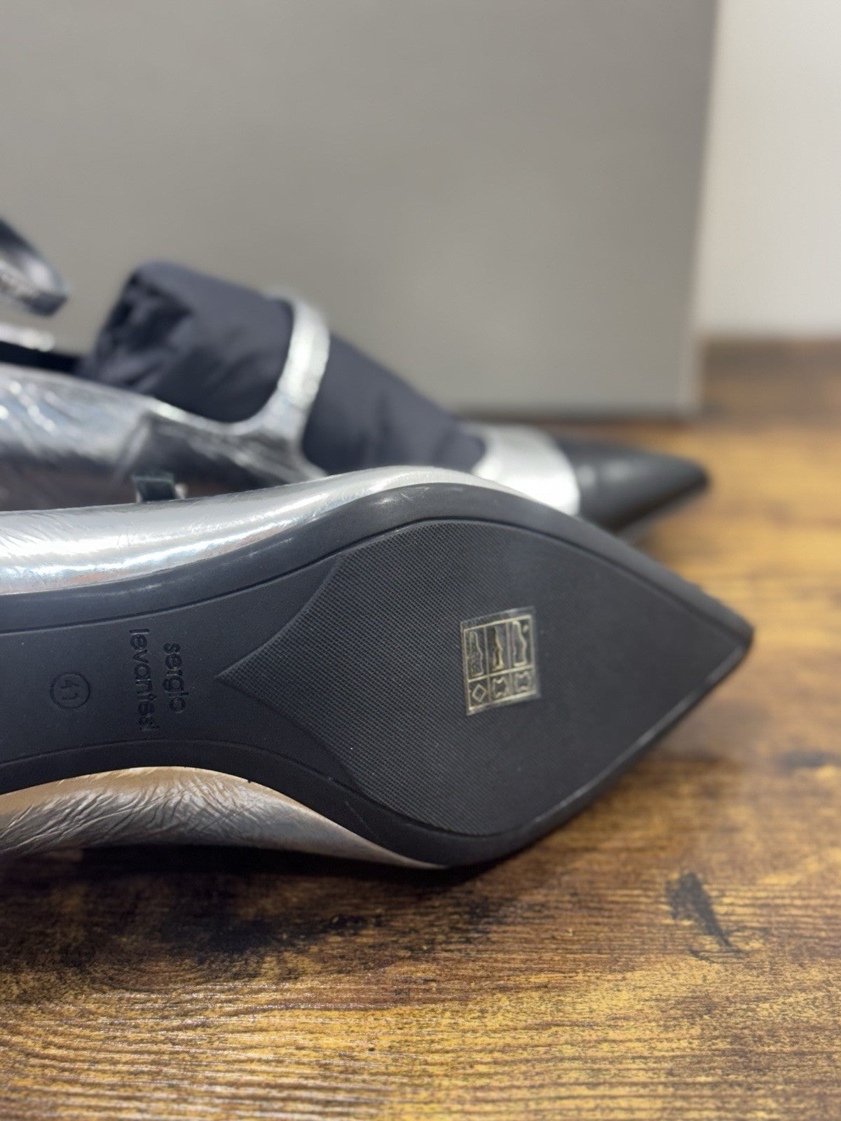 Sergio Levantesi Décolleté Pelle Nero Argento Luxury Made In Italy Donna 41