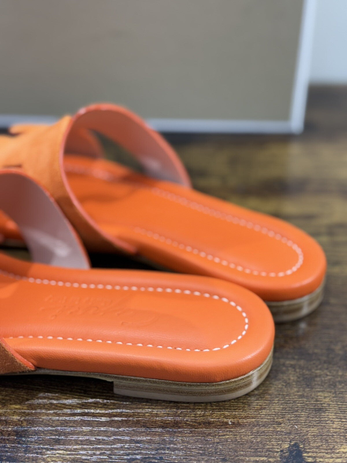 Capri Sandalo Donna In Suede Orange Soft Fatto A Mano In Italia Fondo Cuoio 38