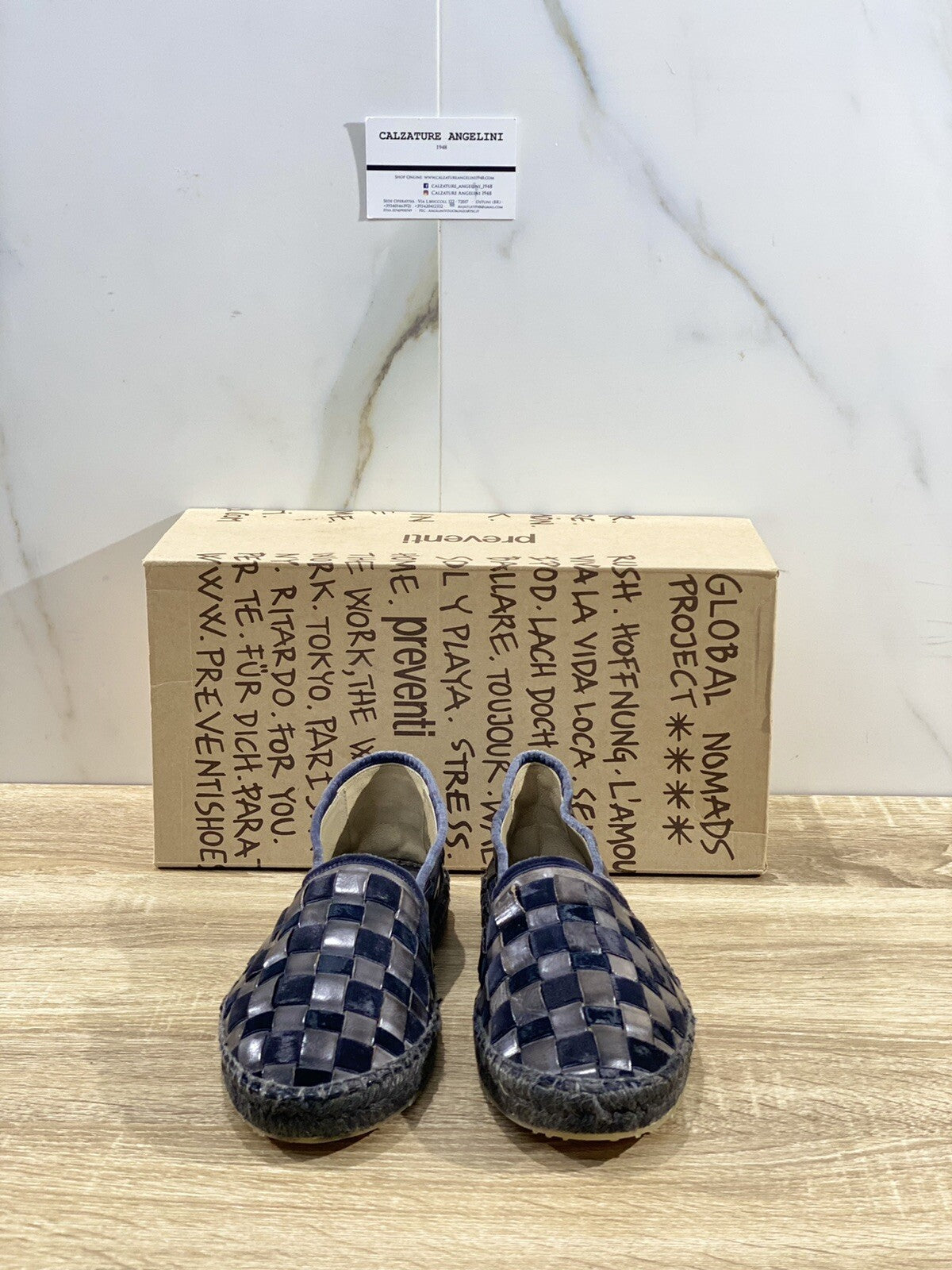 Preventi Espadrilles Uomo In Pelle Intrecciata Blu Men Shoe Preventi 40
