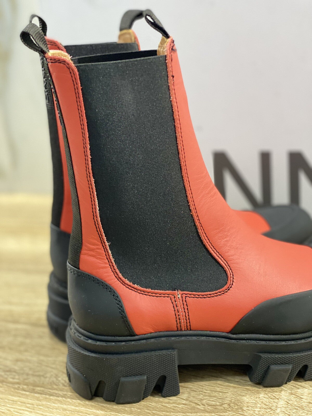 Gannì Combat Boot Donna Red Pelle Chelsea Mid Boot Woman 39