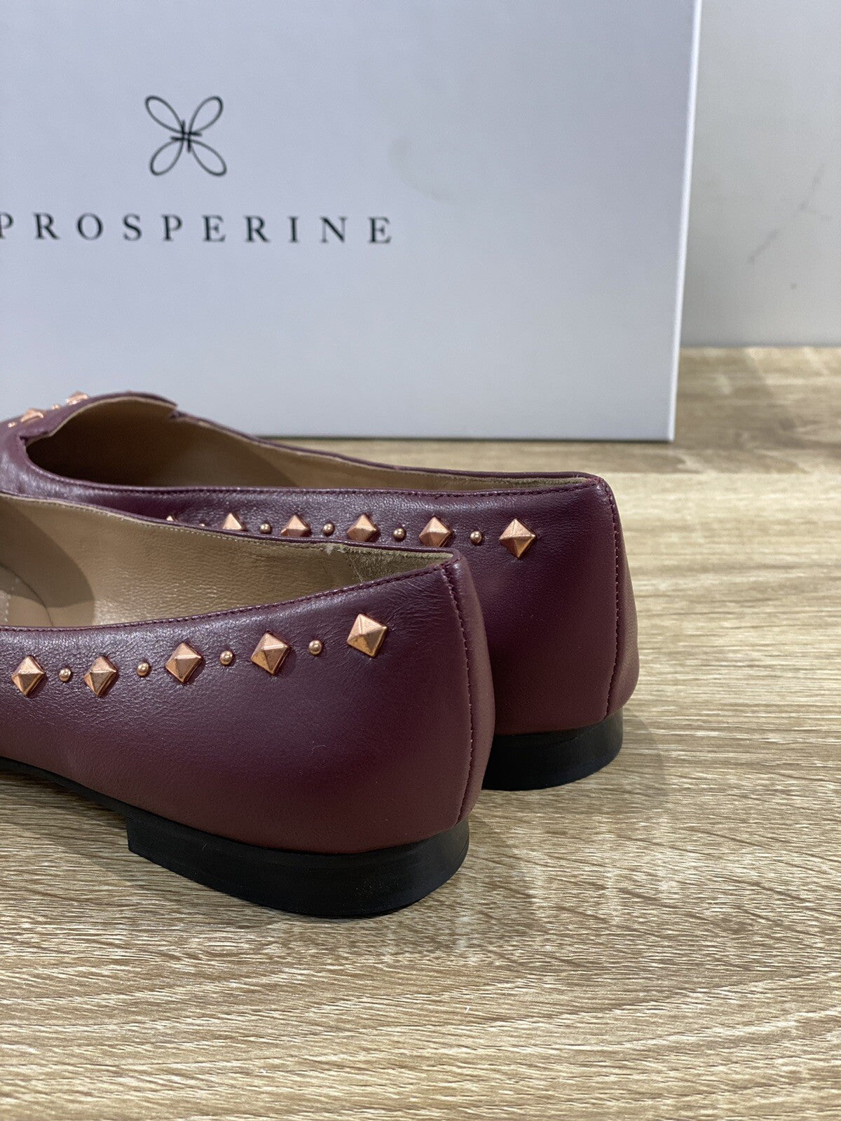 Prosperine Ballerina donna Pelle Bordo’ Borchie Sacchetto costruction 37