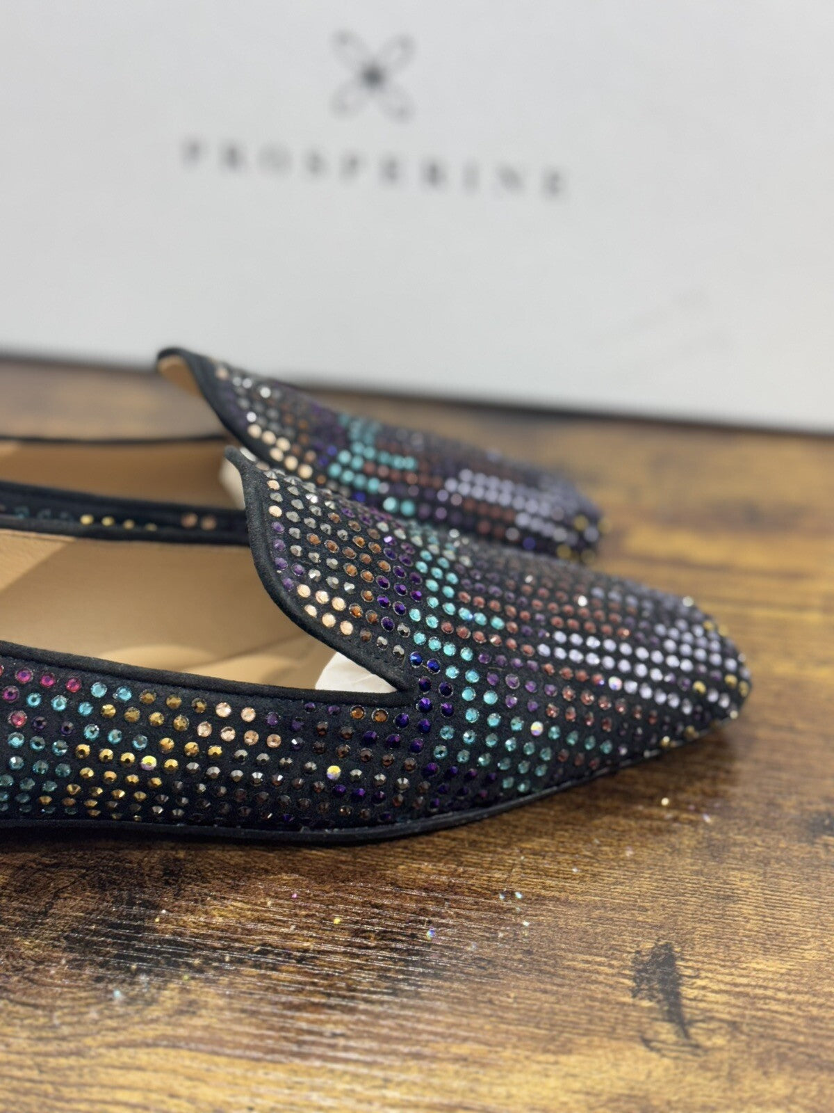Prosperine mocassino donna in Nero Strass luxury made in italy 37