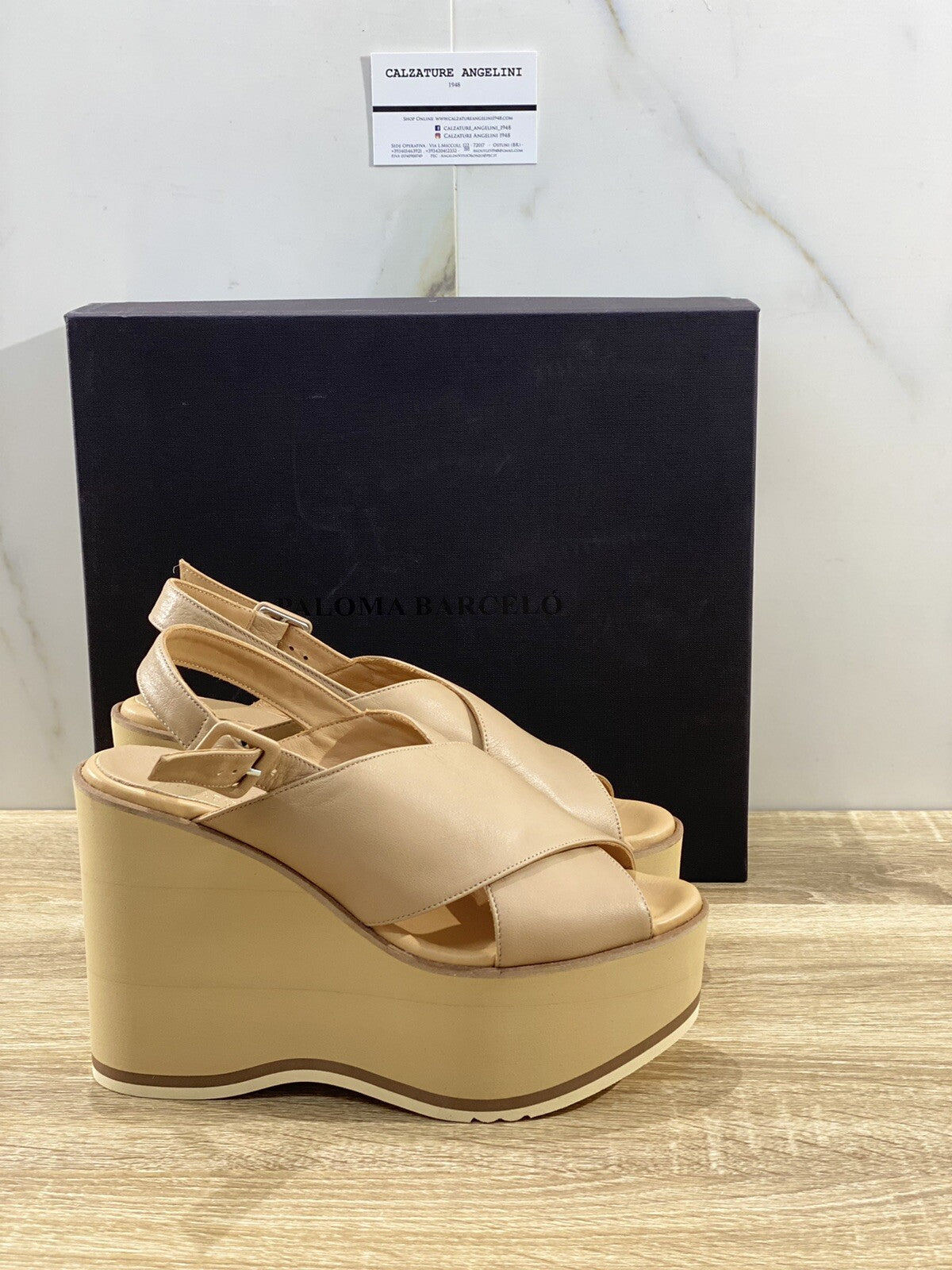 Paloma Barcelo’ sandalo donna Mazaruni Pelle Nocciola zeppa 36