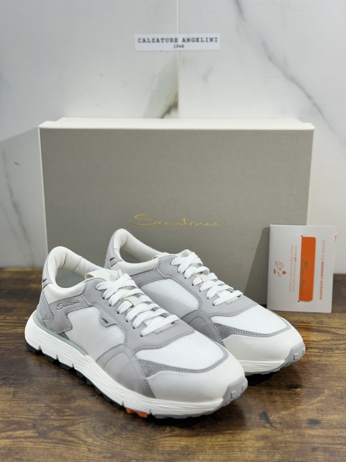 Santoni Sneaker Uomo Running Pelle Bianca Luxury Men Santoni Shoes Icon 40