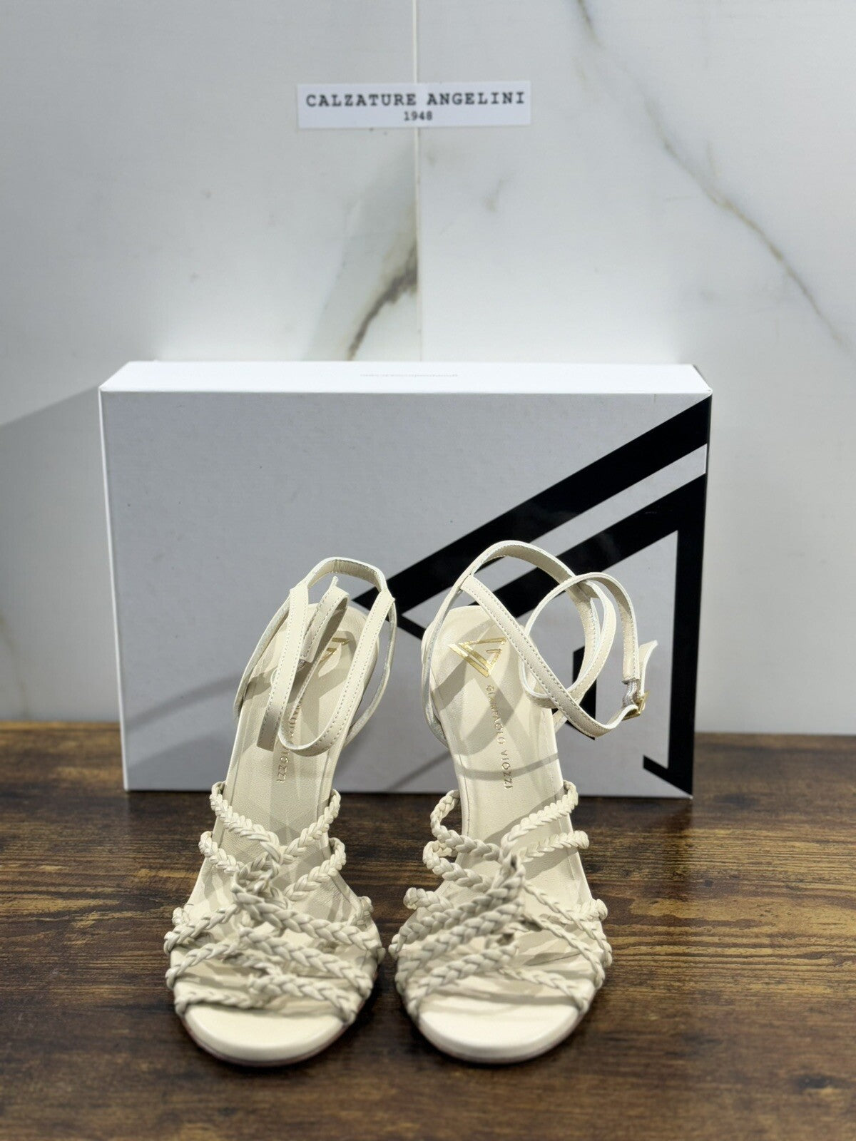 Giampaolo Viozzi Sandalo Donna Beige Pelle Tacco Luxury Woman Sandal 40