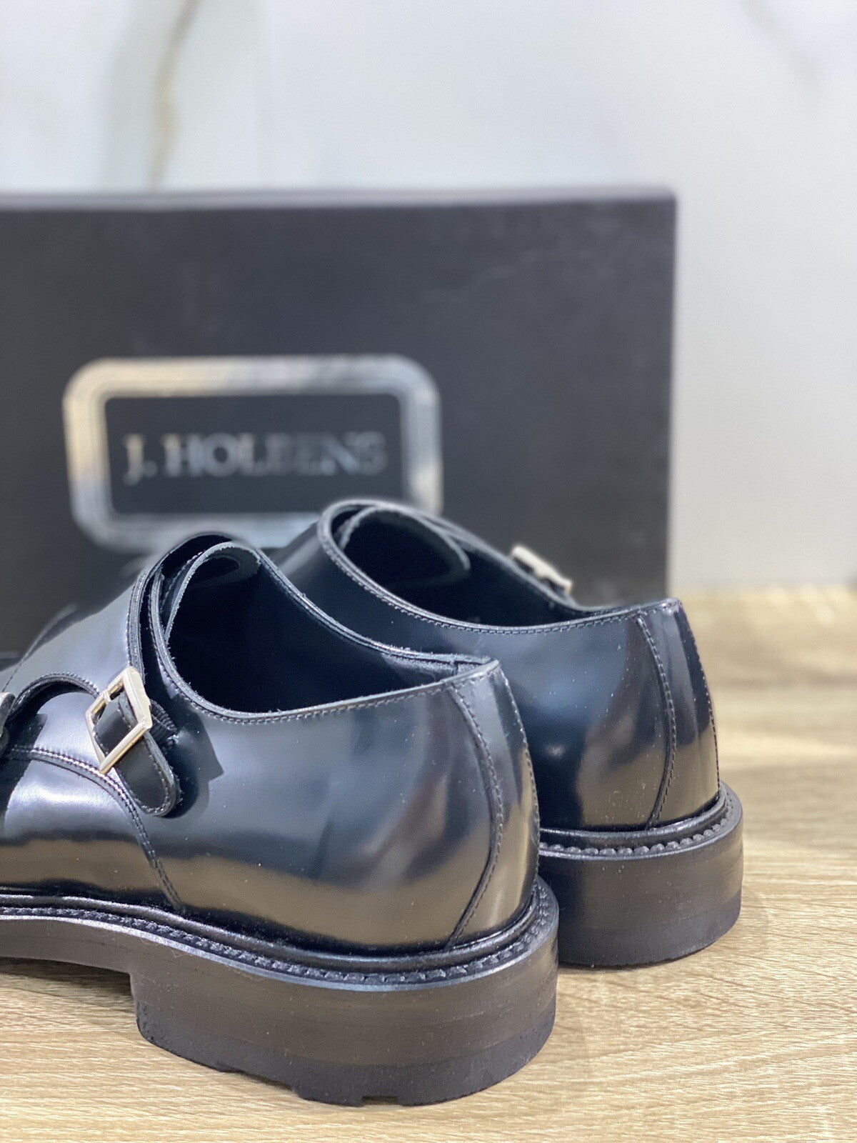 J.Holbens Double Buckle Uomo Pelle Nera Casual Men Shoes Made In Italy 41