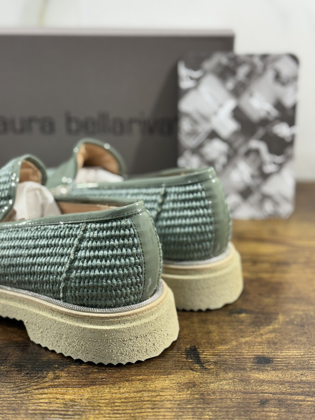Laura Bellariva Mocassino Donna Verde Pelle E Raffia Extra light 39