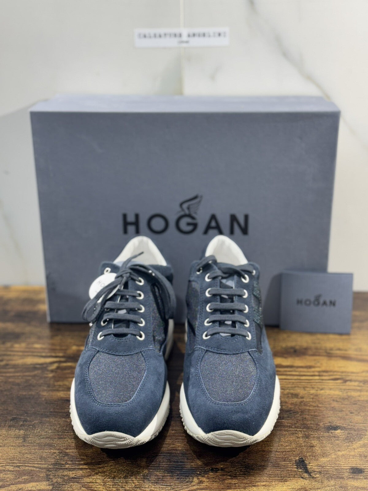 Hogan Interactive Donna Sneaker H Strass Suede Blu Luxury Hogan 39