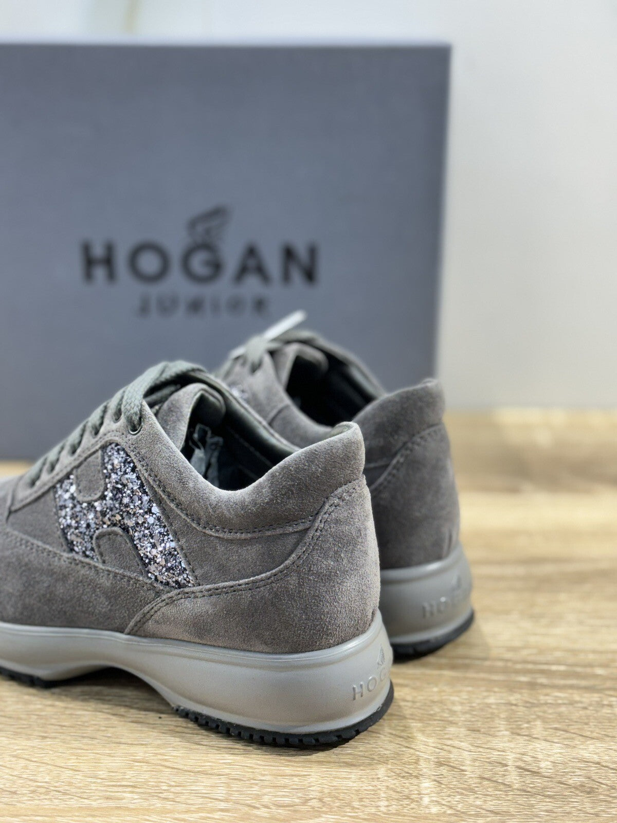 Hogan Junior Interactive Bambina Suede Catrame Strass Casual Baby Hogan 30