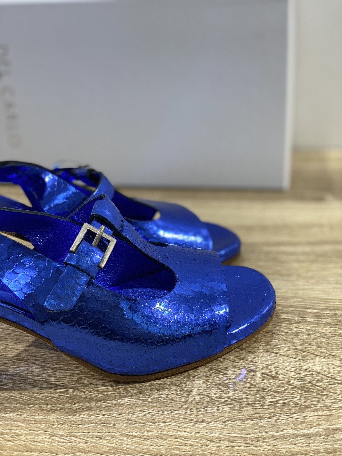 Del Carlo Sandalo Donna Doha In Pelle Blu Luxury Woman Sandal 37