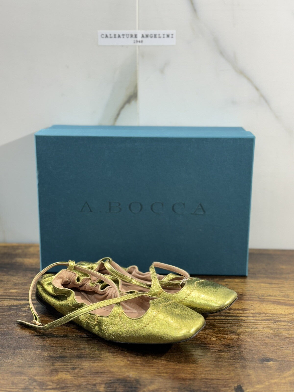A.Bocca Two For Love Scarpa Donna Pelle Golden Con Tacco Luxury Handmade 36