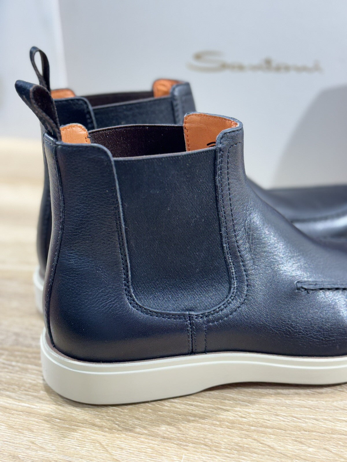 Santoni Stivaletto Uomo Chelsea Boot Pelle Nero Luxury Men Boot Santoni 39
