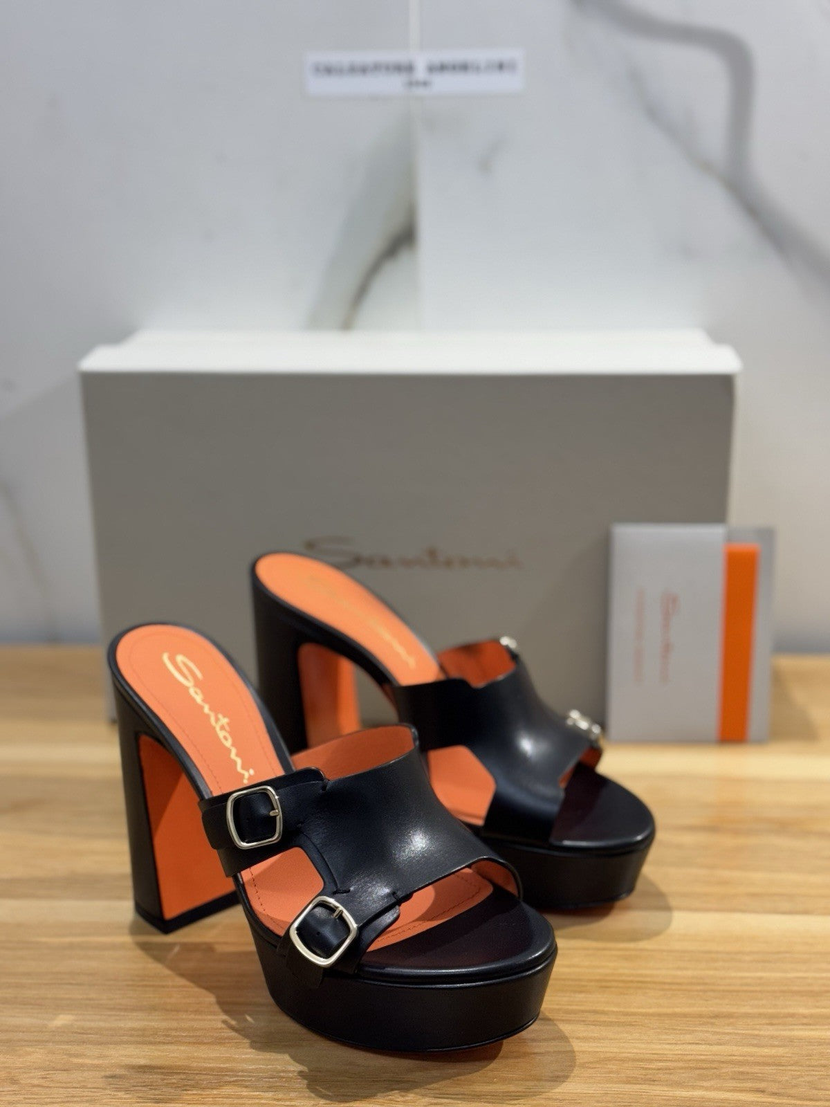 Santoni Sandalo Donna Pelle Nero Con Tacco Luxury Santoni Sandalo Donna 36