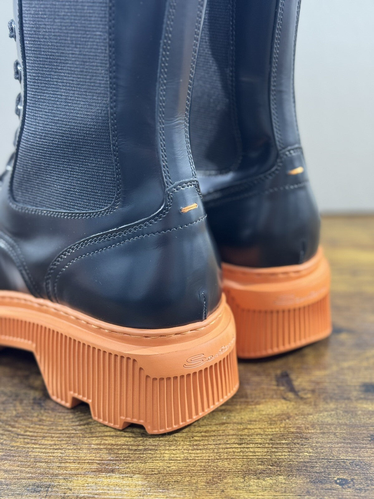 Santoni Combat Boot Donna Pelle Nera Casual Luxury Boot Woman Santoni 39