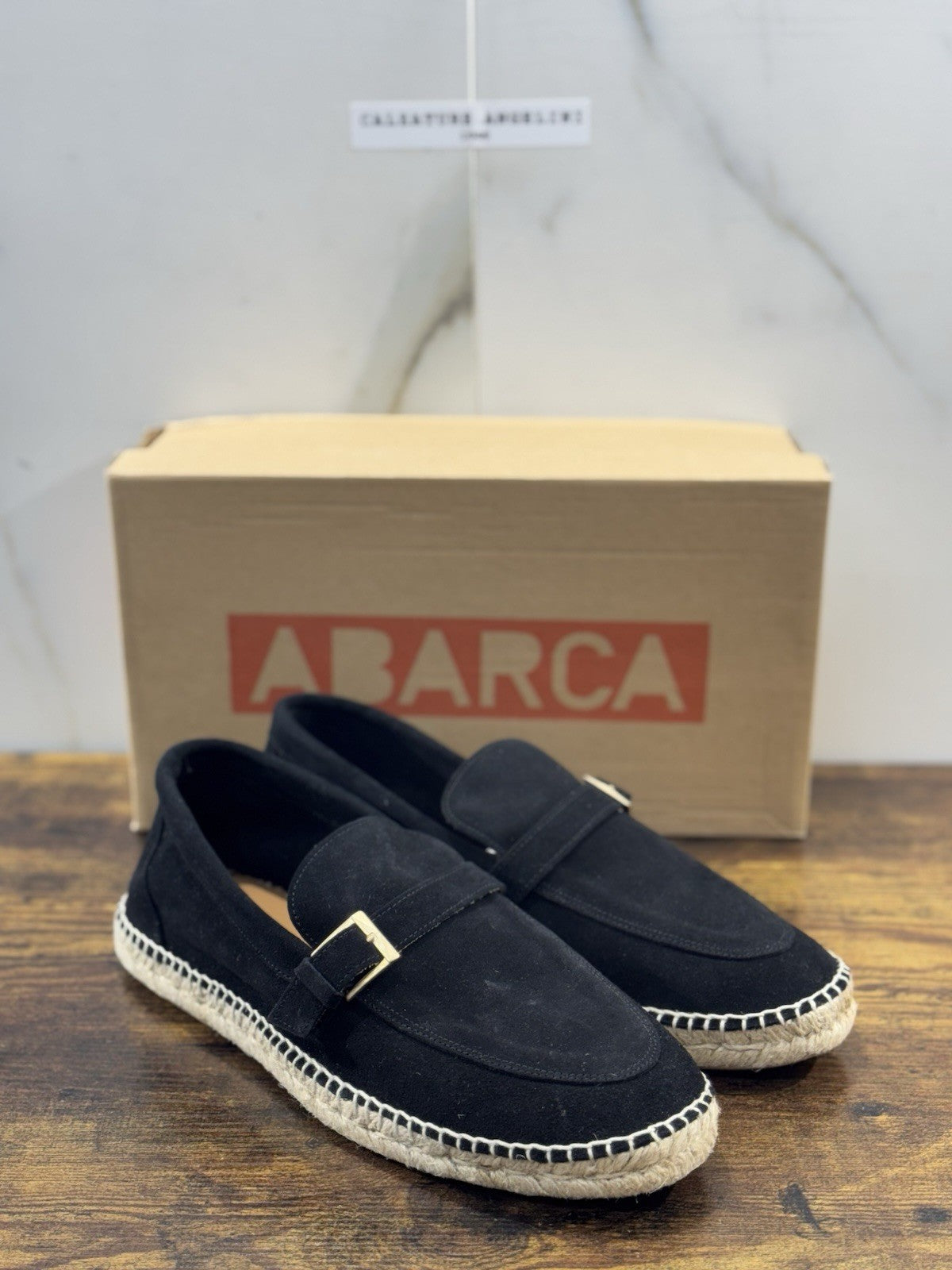 Abarca Espadrilles Suede Nero Casual Uomo 44